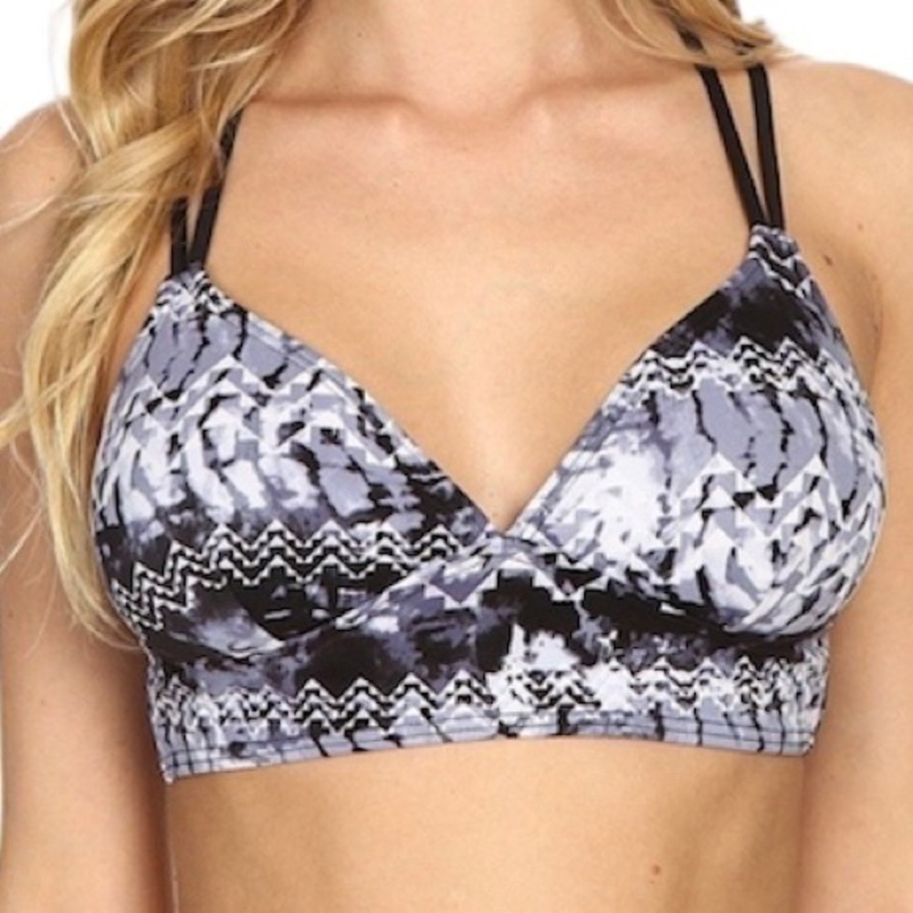 TYR Emerald Lake Criss -Cross Bra - Black Grey - Size Large (10/12) - NWT